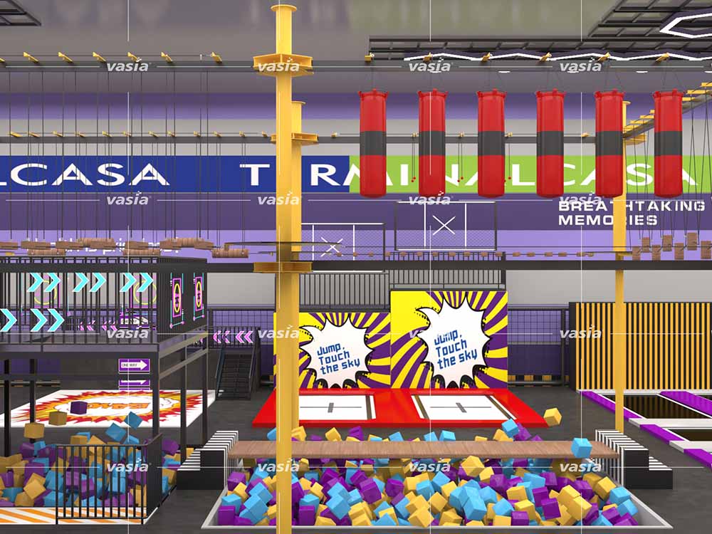 Aire de jeux int&eacute;rieure avec trampoline S0392