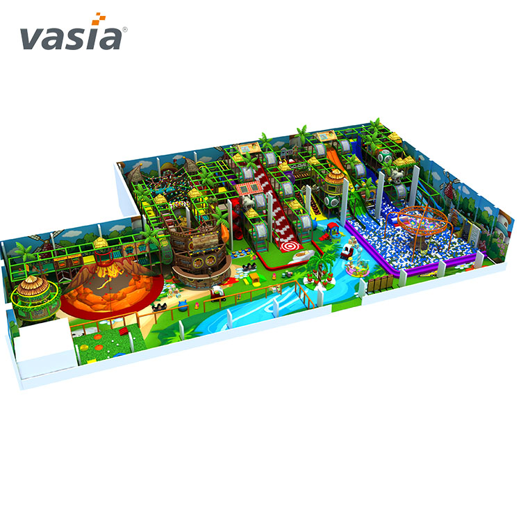 Aire de jeux intérieure pour enfants sur le thème coloré de l'aventure de la jungle-Vasia