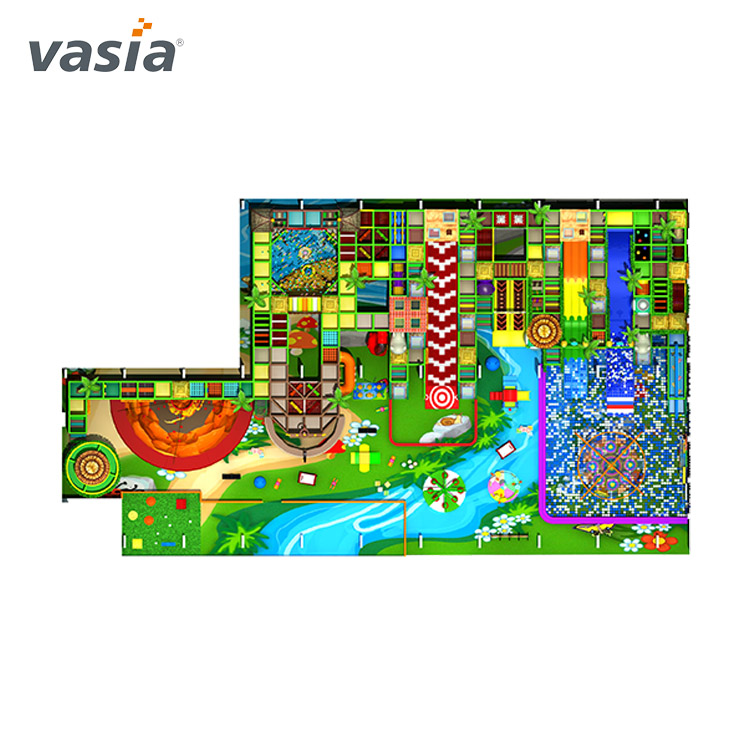 Aire de jeux intérieure pour enfants sur le thème coloré de l'aventure de la jungle-Vasia